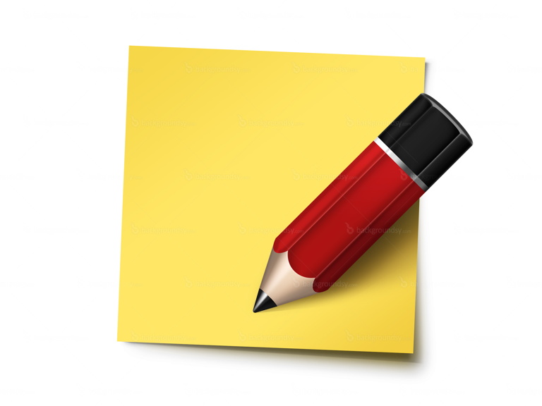 Sticky note and pencil (PSD)