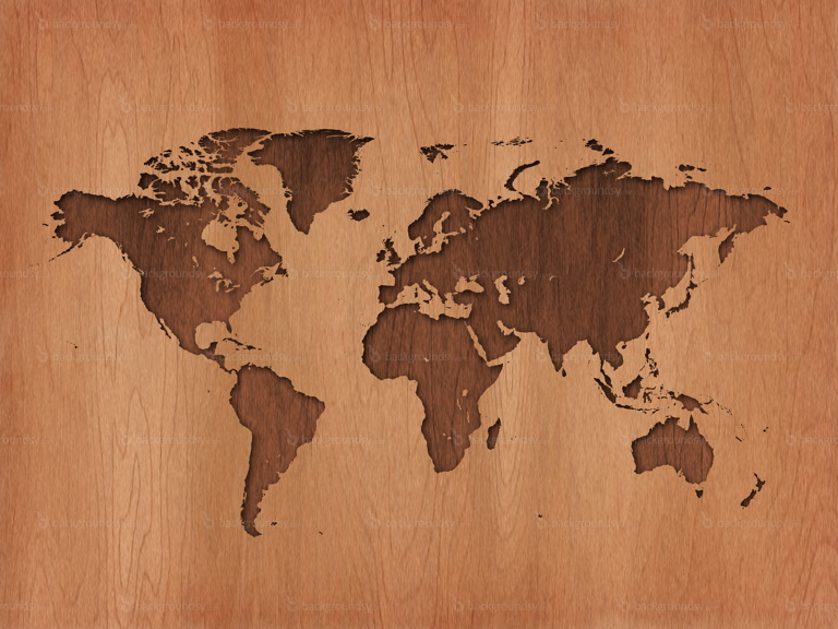 Brown wooden world map