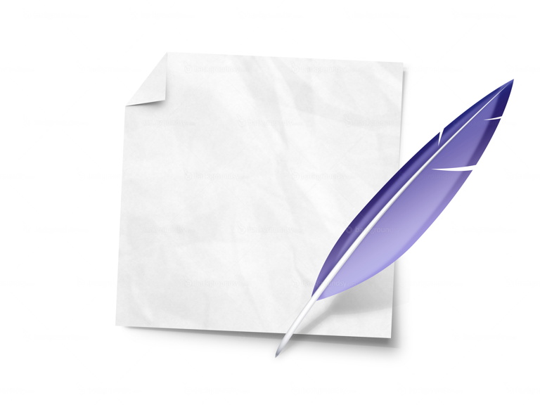 Feather quill and paper note (PNG)