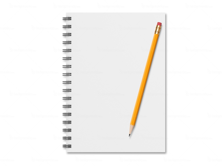 Spiral notebook with pencil